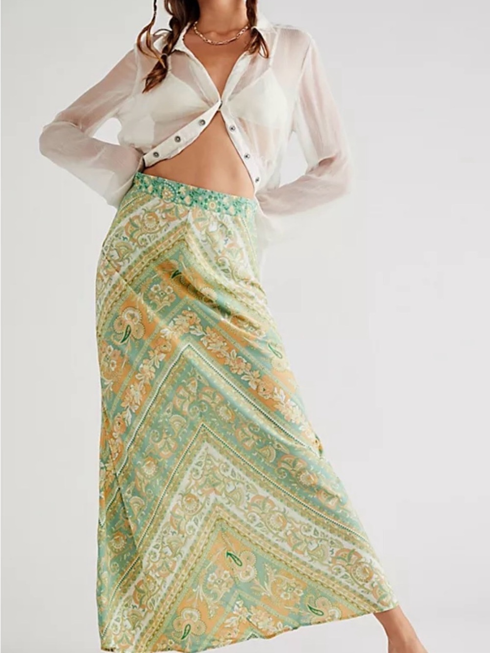 🆕Bnwt  Spell Madame Peacock Maxi Skirt